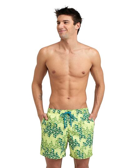 Pánské šortky arena Men’s Allover Beach Boxer SOFT GREEN MULTI Pánské šortky arena Men’s Allover Beach Boxer SOFT GREEN MULTI